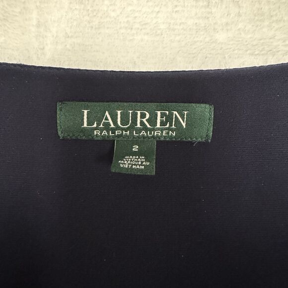 Lauren Ralph Lauren Elegant Faux Wrap Ruched Waist Midi Dress M Slinky Sz 2 - Picture 4 of 9